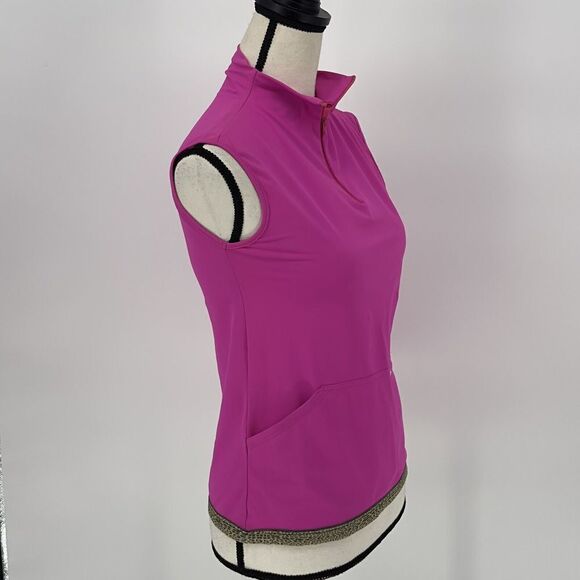 ROBERTO CAVALLI Freedom Mock Neck Tank  Active‎ Top Sleeveless Size 42 Magenta - Picture 7 of 11